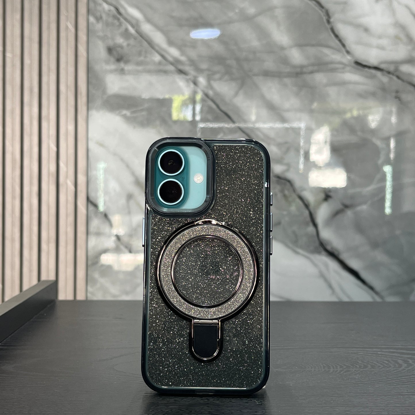 Case Brillo MagSafe Soporte Negro