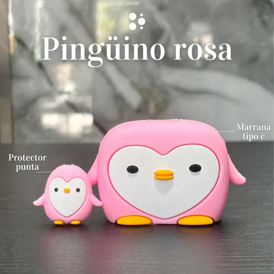 Protector de Cargador Pingüino Rosa