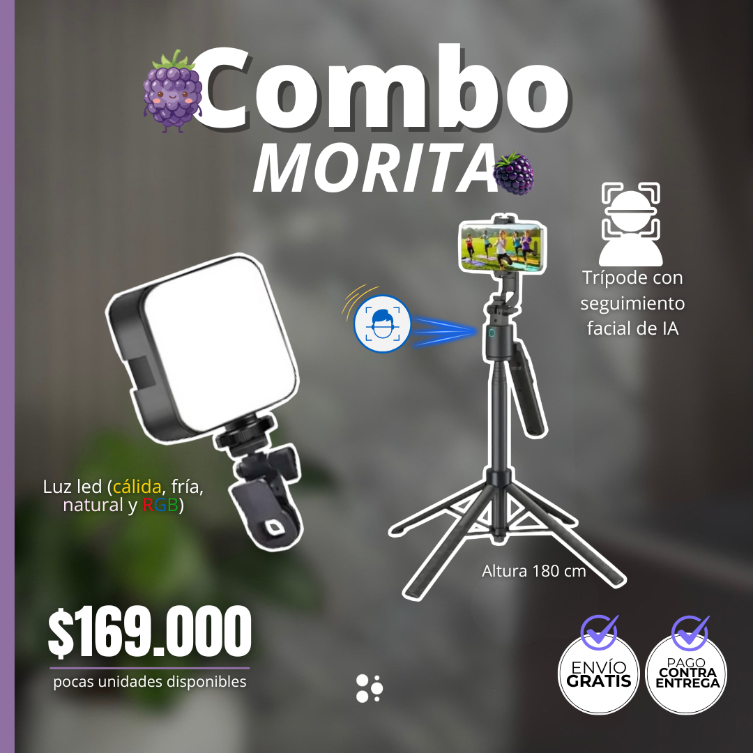 Combo Morita 🍇 – Seguimiento automático e iluminación 💡