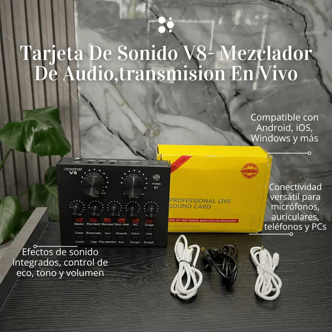 Tarjeta De Sonido V8- Mezclador De Audio,transmision En Vivo