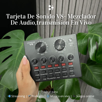 Tarjeta De Sonido V8- Mezclador De Audio,transmision En Vivo
